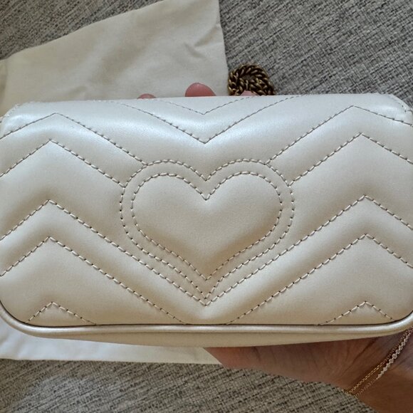 Authentic Gucci GG Marmont Flap Bag Matelasse Leather Super Mini - Picture 4 of 11